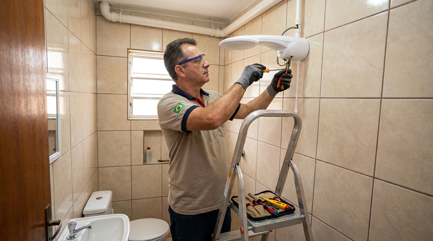 Instalação de chuveiro no banheiro em Ananindeua‑PA